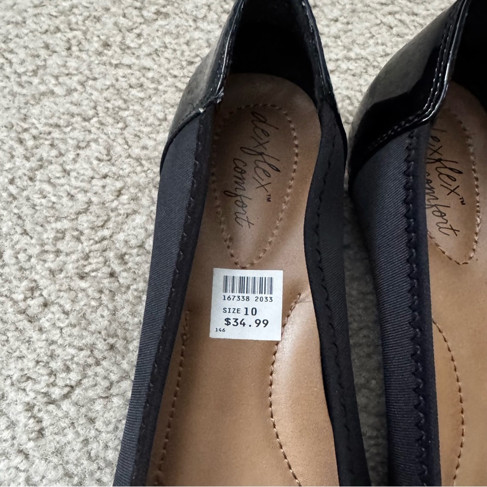 Dexflex Comfort Black Flats with Silver Buckle - Picture 2 of 4
